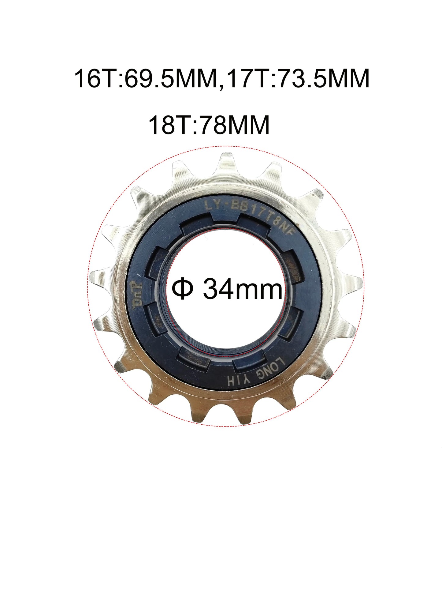 DNP 16T 17T 18T 34mm Single Speed Bicycle Freewheel BMX/Fixed Gear/Road Bicycle Steel Flywheel Sprocket Bicycle Accessories