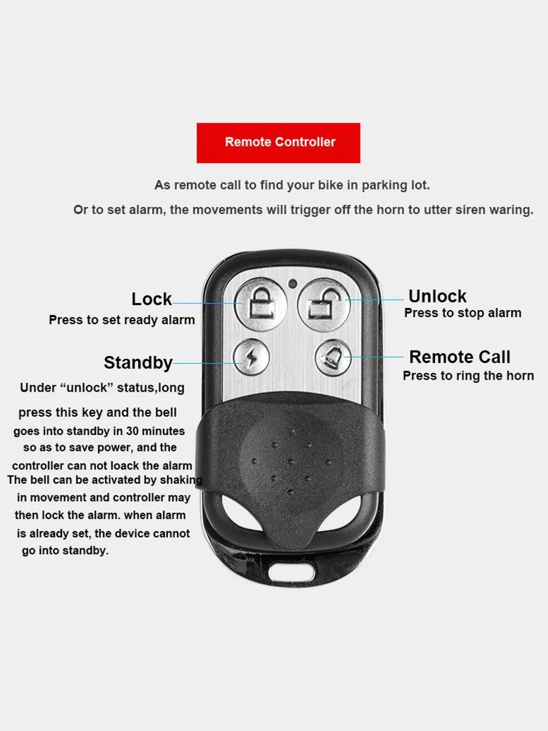 125db USB Charge Bicycle Electric Bell Cycle Motorcycle Scooter Trumpet Horn Optional Anti-theft alarm Siren & Remote Control