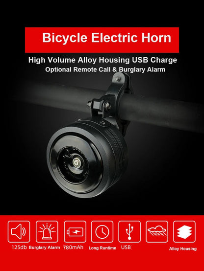 125db USB Charge Bicycle Electric Bell Cycle Motorcycle Scooter Trumpet Horn Optional Anti-theft alarm Siren & Remote Control