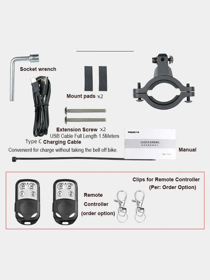 125db USB Charge Bicycle Electric Bell Cycle Motorcycle Scooter Trumpet Horn Optional Anti-theft alarm Siren & Remote Control