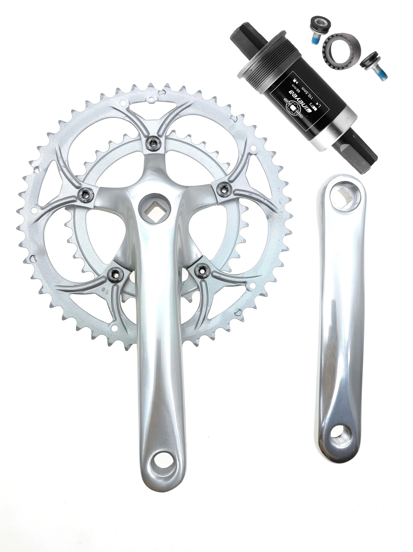 50/34T Road Bike Crankset BCD 110mm 8/9 Speed Diamond Hole Double Sprockets Bicycle Cranks Parts Chainwheel Bike Accessories