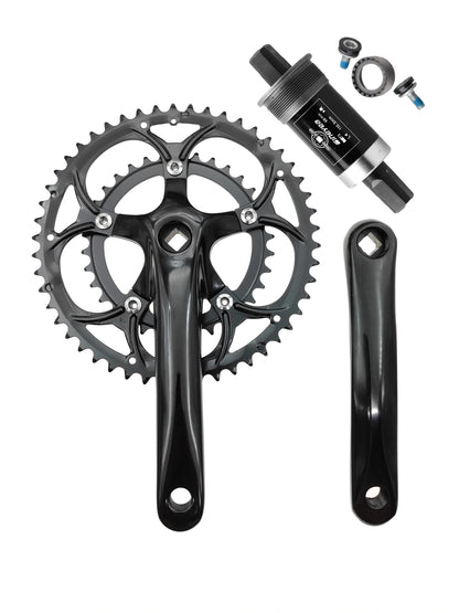 50/34T Road Bike Crankset BCD 110mm 8/9 Speed Diamond Hole Double Sprockets Bicycle Cranks Parts Chainwheel Bike Accessories