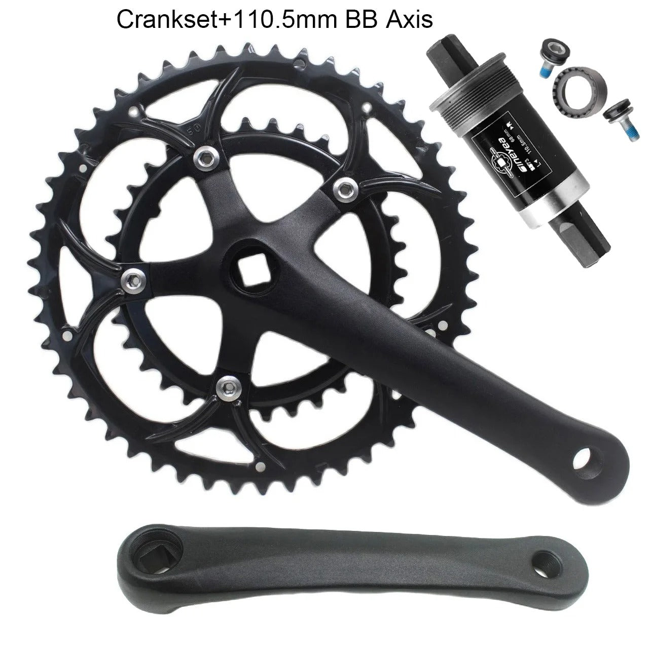 50/34T Road Bike Crankset BCD 110mm 8/9 Speed Diamond Hole Double Sprockets Bicycle Cranks Parts Chainwheel Bike Accessories