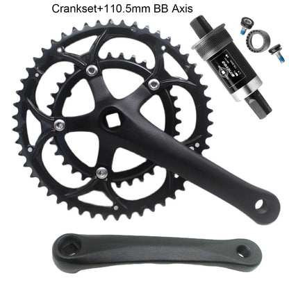 50/34T Road Bike Crankset BCD 110mm 8/9 Speed Diamond Hole Double Sprockets Bicycle Cranks Parts Chainwheel Bike Accessories