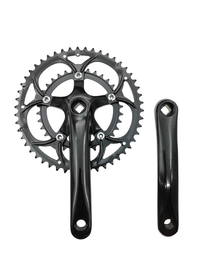 50/34T Road Bike Crankset BCD 110mm 8/9 Speed Diamond Hole Double Sprockets Bicycle Cranks Parts Chainwheel Bike Accessories